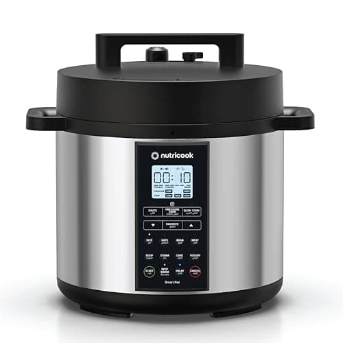Image of Nutricook Smart Pot 2 Prime 1000 Watts - 8 Appliances in 1, Pressure Cooker, Sauté Pot, Slow Cooker, Rice Cooker, Cake Maker, Steamer, Yogurt Maker and Food Warmer, 6L, Brushed Stainless Steel