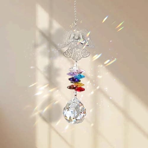 Image of Guardian Angel Sun Catcher Crystal Window Ornament, Rainbow Maker Suncatcher Pendant, Angel Prism Hanging Decorations for Garden Patio Balcony Window Decorative Hanging Garden Ornaments