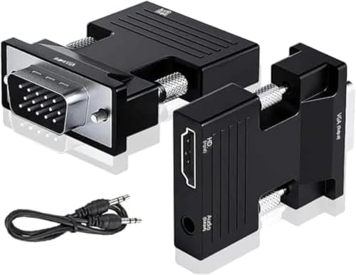 Image of 8k HDMI to VGA Adapter,1080P HDMI Female to VGA Male with Audio Output Cable Converter Adapter, Female hDMI Input to Male VGA Output Adapter with 3.5mm Audio Jack For TV, Computer, Projector, Laptop