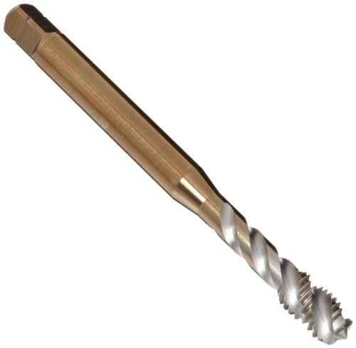 Image of Dormer EX006G Powdered Metal Steel Spiral Flute Threading Tap, Gold Oxide Finish, Round with Square End Shank, Modified Bottoming Chamfer, M6-1.00mm Thread Size (Pack of 1)