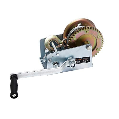 Image of KATSU Heavy Duty Hand Cable Winch, 2000LB 900KG Manual Wire Winch with 10M Steel Wire Rope for Car Boat Trailer Jet Ski Webbing 325932