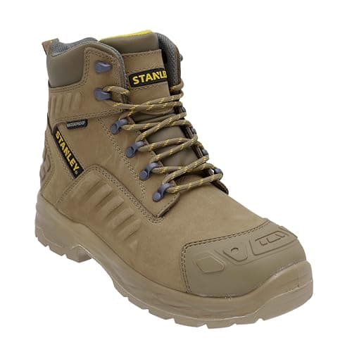 Image of STANLEY Vortex Men's Waterproof, Nubuck Leather, Steel Safety Toe, Penetration Resistant Work Boot, Stone, UK7