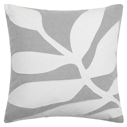 Image of Voyage Maison Bodhi Cushion Cover – 100% Cotton Abstract Leaf Appliqué Decorative Case (Steel - 50x50cm)