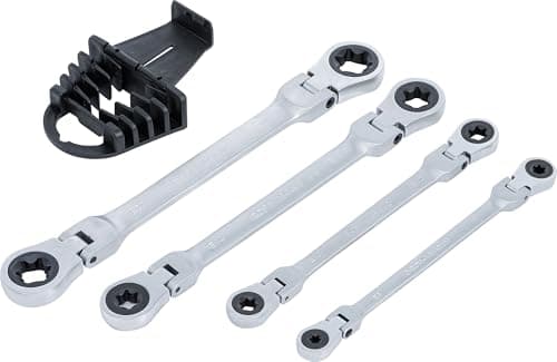 Image of BGS 71028 | Double Ratchet Ring Spanner Set | adjustable | with E-Type Ring Heads | E6 - E24 | 4 pcs.