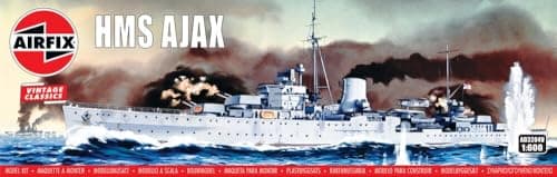 Image of AIRFIX - Vintage Classics Set - A03204V HMS Ajax Model Building Kit - Plastic Model Ship Kits for Adults & Children 8+, Includes Sprues & Decals - 1:600 Scale Boat Building Set