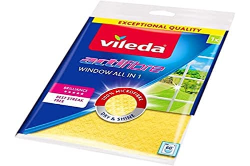 Image of Vileda Actifibre Cloth for Cleaning Glass – Yellow