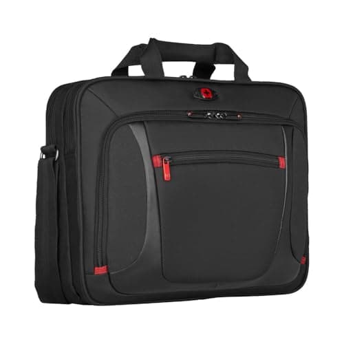 Image of Wenger Sensor 15" Laptop Case, Padded 15.6" Laptop Compartment, 10" Tablet Pocket, Organiser Panel, Adjustable Shoulder Strap, Black/Grey