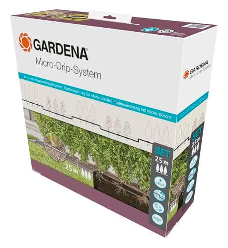 Image of Gardena Micro-Drip-System Drip Irrigation Set Hedges/Bushes (25 m): Starter set, ready to use, water-saving irrigation system, simple & flexible connection technology (13500-20)