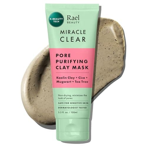 Image of Rael Miracle Clear Pore Purifying Clay Face Mask - Blackhead Remover, Korean Skincare, Pore Minimizer with Cica & Tea Tree Extract, Dermatologist Tested, Vegan, Cruelty Free (100 ml)