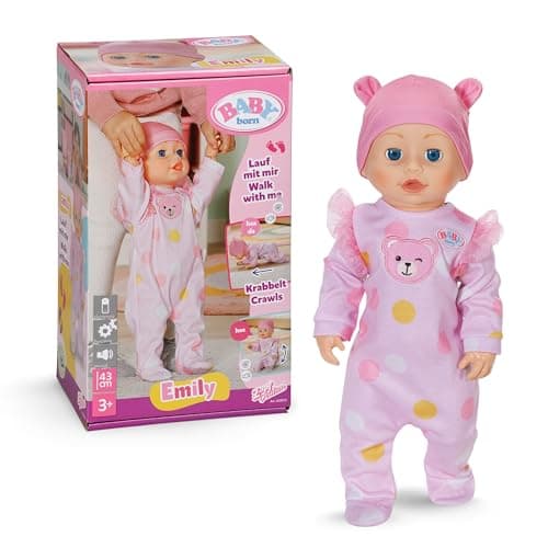 Image of BABY born Emily Walk with me 43cm - Interactive baby doll with Walking Function - Realistic features with accessories - Suitable for Children Aged 3+