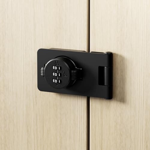 Image of ETEKJOY Keyless Cabinet Lock 3-Digit Combination Password Hasp Latch Lock Twist Knob Wooden Drawer Cupboard Locker Gun-Safe Closet Box Home Office Security (Black, 3.5 Inch)