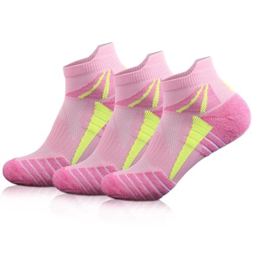 Image of VFAMAN Running Socks for Women, Anti-Blister & Sweat-Wicking, Trainer, Light Weight, Athletic,Size UK 4-7 (3 Pairs,Pink, UK4-7)