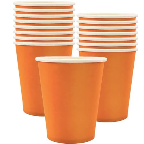 Image of MOMAHUA 16P Party Cups,Orange Paper Cup for Birthday,9oz/250ml Birthday Cups Solid Color Tableware,Table Decors for Wedding,Picnic,Sage Green Themed Party Supplies for 16 Guests