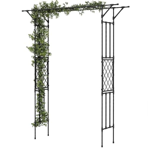 Image of Outsunny Garden Arch, PE-Coated Steel Arbour Trellis for Climbing Plants, Rose Arch for Party, Wedding Garden Decoration, 180 x 40 x 215 cm, Black