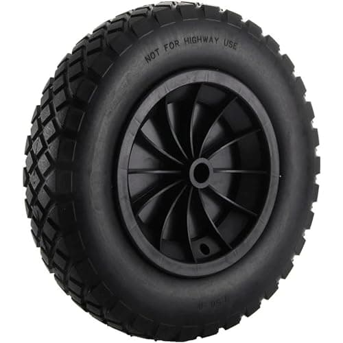 Image of 14" Wheelbarrow Wheel PU Puncture Proof Solid 3.50-8 Wheel, Heavy Duty Replacement Tire for Wheelbarrow, Wheelbarrow Wheels Tyre for Garden Trolley Barrow Go Cart | BLACK (14 INCH)