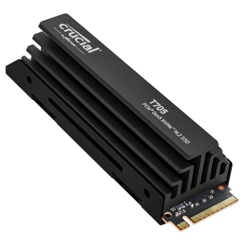 Image of Crucial T705 4TB SSD PCIe Gen5 NVMe M.2 with Premium Heatsink, Up to 14,100MB/s, Microsoft DirectStorage, PCIe 4.0 Backwards Compatible, Internal Solid State Drive - CT4000T705SSD5