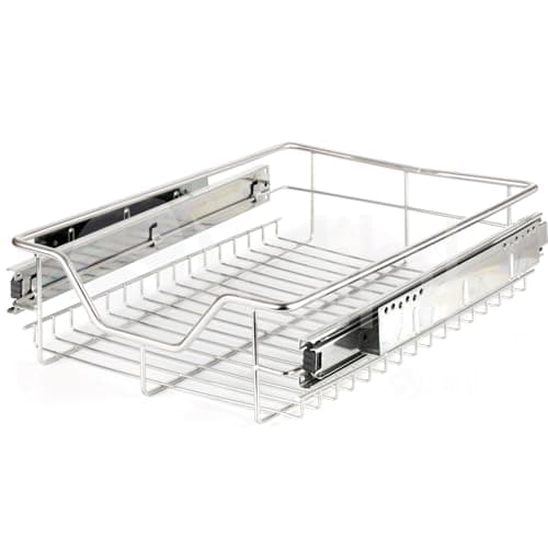 Image of Dihl Pack of 2 190mm Wide Pull Out Wire Basket Drawer for Kitchen Cabinets Cupboard Storage Organiser For 300mm Cupboard Carcasses, 2 PCS