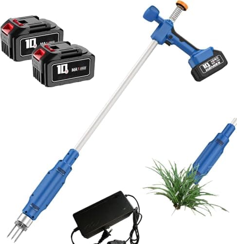 Image of Electric Weed Puller, Cordless Stand-Up Lawn Weeding Tool with 2 Batteries, 3-Claw Steel Root Extractor, 98cm Long Handle for Easy Weeding