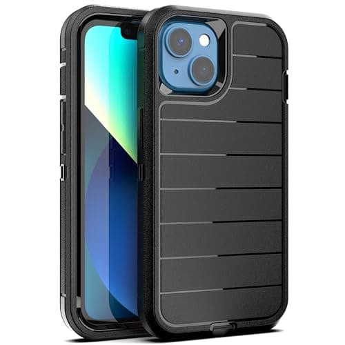 Image of YmhxcY for iphone 14/iphone 13 Case,3-in-1 Super Heavy duty phone protective case/Shock Protection/Dust Proof/Super sturdy, Designed for iphone 14/iphone 13 6.1"-Black