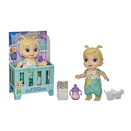 Image of Baby Alive Baby Gotta Bounce Doll, Frog Outfit, Bounces with 25+ SFX and Giggles, Drinks and Wets, Blonde Hair Toy for Children Aged 3 and Up