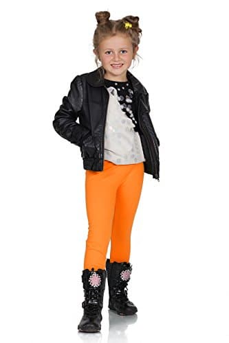 Image of FUTURO FASHION Girls Children Full Length Plain Cotton Leggings Cycling Casual Wear Infant Trousers Leggings Solid Tights Pants for Kids 6 Years Orange Child