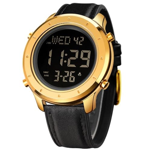Image of zolohoni Mens Leather Watch for Men Digital Watch Men's Wrist Watches LED Minimalist Stainless Steel Waterproof Stopwatch