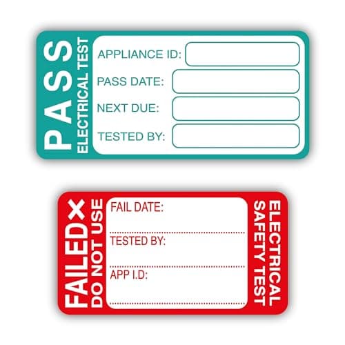 Image of PAT Testing Stickers – 500 Pass & 50 Fail Labels – Green & Red Safety Stickers for Portable Appliance Testing – Inspection Tags for Electrical Compliance Kit