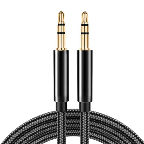 Image of 1M Aux Cable Braided Stereo 3.5mm Audio Cable, Mini Jack Male to Male Audio Cables, Nylon Braided Aux Lead, Auxiliary for Cars, for Headphones, iPod, iPhone, iPad, Car, Soundbar, TV, PC, Speaker