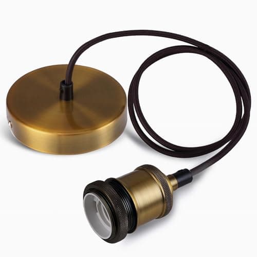Image of Seruno Ceiling Pendant Light Fitting, Light Fittings Ceilings,Vintage Ceiling Pendant E27 Lamp Holder Braided Light Fitting, Suitable for Kitchen Island, Home, Bar DIY, Gold Bronze