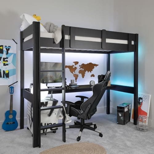 Image of Noa and Nani Typhoon Gaming Station High Sleeper Kids Cabin Bed with Desk in Black