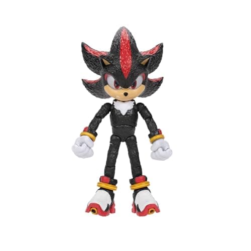 Image of SONIC THE HEDGEHOG Sonic 3 Movie Shadow Collector Toy Figure by Jakks Pacific, Stands 5” / 13 cm Tall, Highly Articulated for Boys/Girls, Officially Licensed 3 Movie, Suggested for Ages 3+