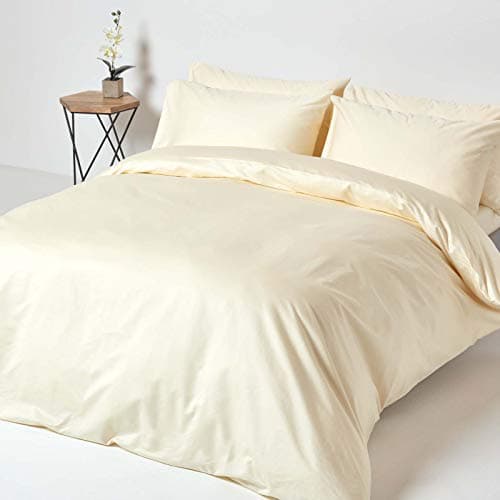 Image of HOMESCAPES 1000 Thread Count Egyptian Cotton Cream Duvet Cover Set King Size Luxury Quilt Cover Bedding Set 2 Pillowcases Included