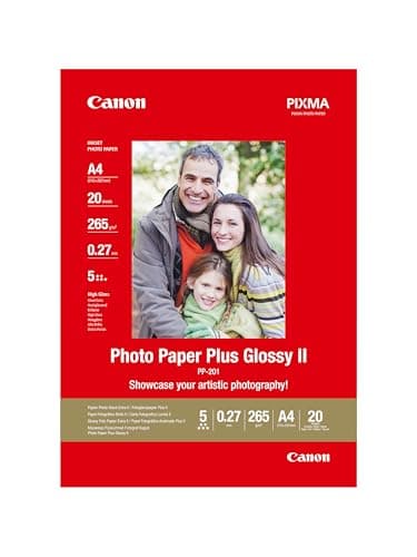 Image of Canon PP-201 Glossy II Photo Paper Plus A4 (20 Sheets) - Ideal for Photo Printing, High-Gloss Finish - Durable Prints, Instant Touch-Dry - Compatible with Canon Inkjet Printers