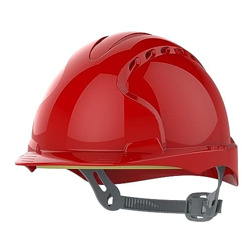 Image of JSP EVO2 Safety Helmet Hard Hat - Vented - Red - Slip Ratchet Adjustment - Adjustable Precision Fit Harness - Lightweight - For Construction, Building, Civil Engineering & Industry - EN397