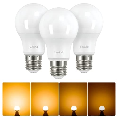 Image of Linkind Dimmable E27 Screw Bulb, 7.3W (Equivalent to 60W) E27 Edison Screw ES LED Light Bulbs, Warm White 2700K, 806LM, A60 Standard Light Bulbs, Energy Saving Screw Bulbs, Pack of 3