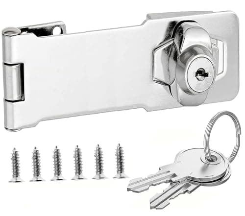 Image of Litensh Hasp Lock Padlock, Gate Latch Door Bolt Lock Buckle Drawer Cupboard Locks Twist Knob Keyed Locking for Cabinet Furniture Mailbox with Aliked Keys,4 Inch