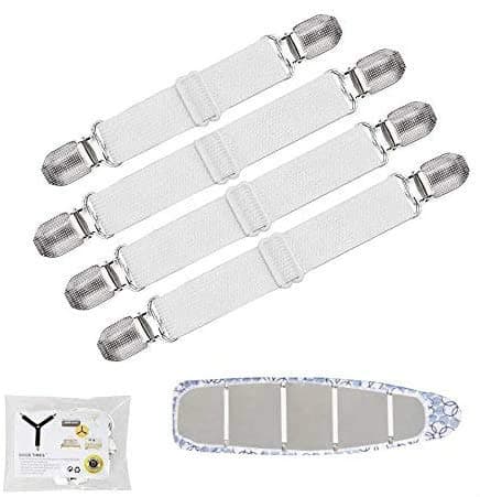 Image of GOODTIMES Premium Ironing Board Cover Clips Fasteners to Keep Cover Flat and Secure on The Board - Pack of 4 Clips (White)