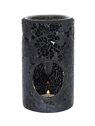 Image of Grindstore Black Crackle Pillar Oil Burner 8x14.5cm