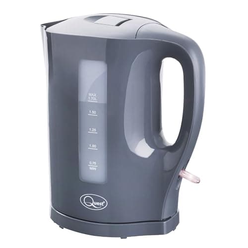 Image of Quest 1.7 Litre Electric Kettle/Grey/Cord Storage/Water Level Indicator/BPA Free/Automatic Cut-Off/Student Essentials for University