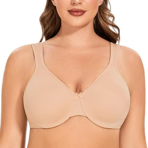Image of MELENECA Women's Plus Size Full Coverage Underwire Seamless Non Padded Minimizer Bra Beige 34G
