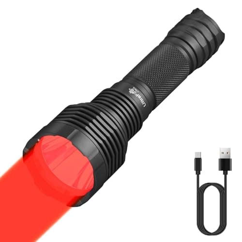 Image of ULTRAFIRE Rechargeable Red Light Hunting Torch, 620-630nm Red Hunting Light, 382 Yards Long Range, 2 Modes for Night Vision, Wildlife Observation, Astrophotography, Darkroom Photography, C15S-R