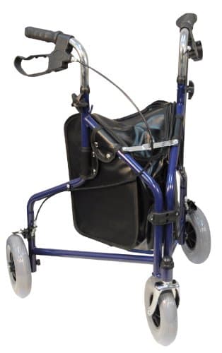 Image of Aidapt Blue Folding Light Weight 3 Wheeled Tri Walker Rollator Mobility Aid with Carry Bag and Lockable Brakes for Indoor and Outdoor use