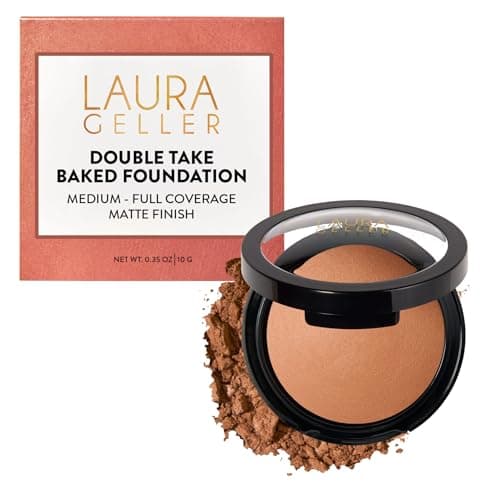 Image of LAURA GELLER NEW YORK Baked Double Take Powder Foundation - Deep - Buildable Medium to Full Coverage - Matte Finish