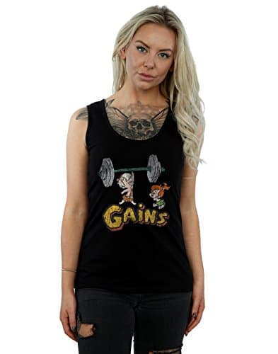 Image of the flintstones Women's Bam Bam Gains Distressed Vest Small Black