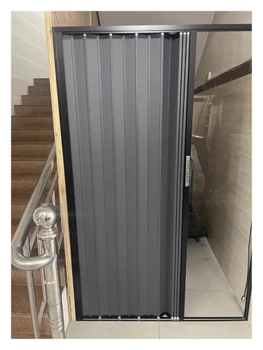 Image of YLLFFLL 200cm Tall Internal Folding Doors Accordion Door, Heavy Duty Lockable Single/Double Concertina Door, Commercial Home Temporary Door Room Divider, Space-saving Door(Gray,78 x 200cm)