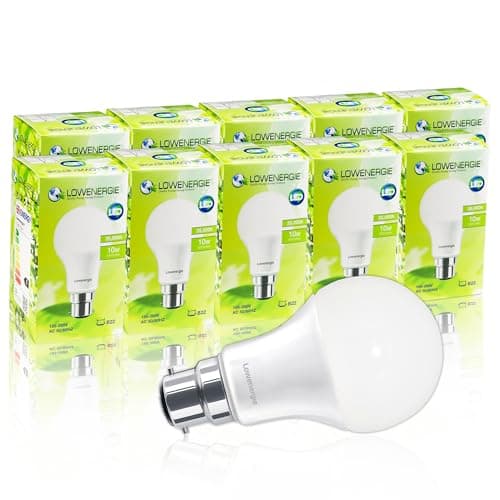 Image of LOWENERGIE LED Light Bulbs 10W Bayonet B22 Warm White 3000K A60 GLS Lamps – Pack of 10 Energy-Saving Everyday Lighting [Energy Class F]