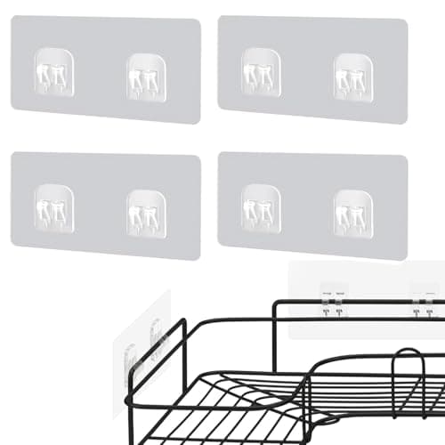 Image of JOYVOX 4PCS Double Bathroom Stickers - Waterproof Strong Adhesive Hooks, No Damage to Wall, Self-Adhesive Shower Caddy Replacement Hooks, Suitable for Bathroom, Kitchen, and Outdoor Use