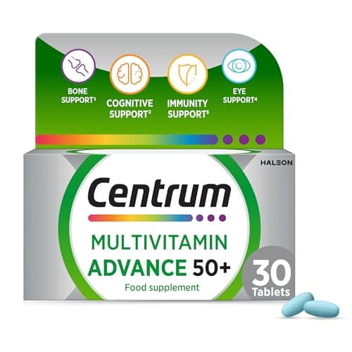 Image of Centrum Advance 50+ Tablets Multivitamin & Mineral Supplements, with 24 essential nutrients, including vitamin D, C, Zinc, 30 ct