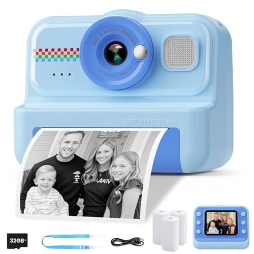 Image of HiMont Kids Camera Instant Print, 1080P Instant Print Camera for Kids with 32GB Card & 3 Rolls Paper, Selfie Digital Camara, Funny Toys Gifts for Boys & Girls Age 3-12 (Blue)
