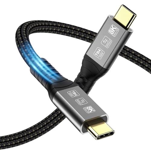 Image of Angusplay USB C Thunderbolt 4 Cable 2m, USB4 Braided Cable 40Gbps, USB C 8K 60Hz Video / 100W Charging, Compatible with Thunderbolt 4/3, USB4/3, Type-C, for iPhone 15/15Plus/15Pro Max, Mac, eGPU, SSD